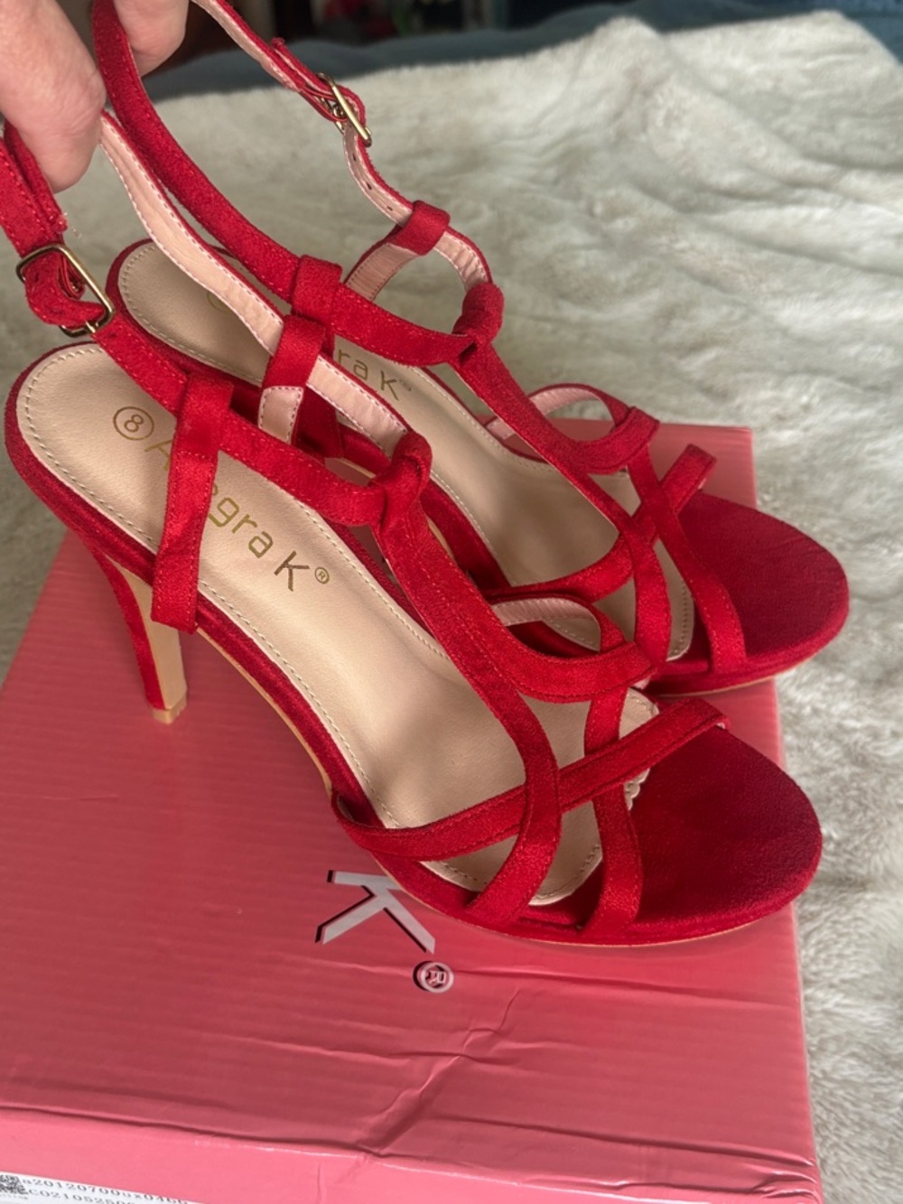 Allegra K Red Strappy Stiletto Sandals